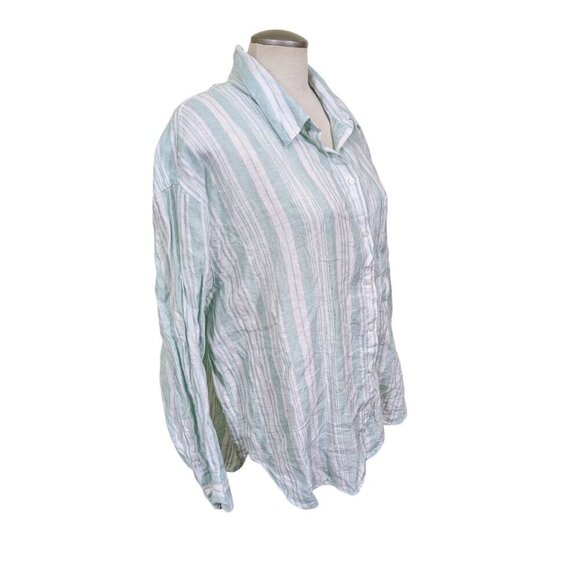Lemlem by Liya Kebede X H&M Linen Stripe Shirt Womens Size XL Long Sleeve Button - Picture 3 of 7